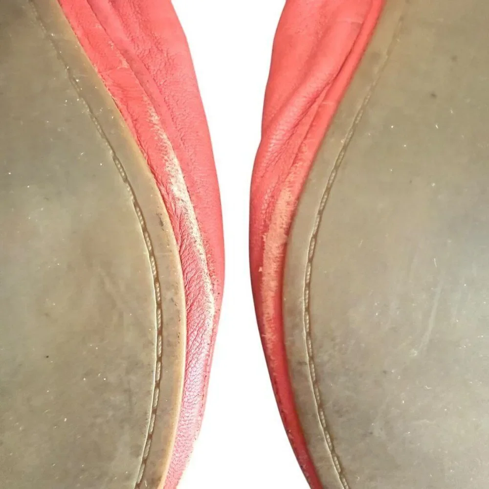Tory Burch Leather Ballet Shoe Women 7 Coral Slip On Casual Summer Boho